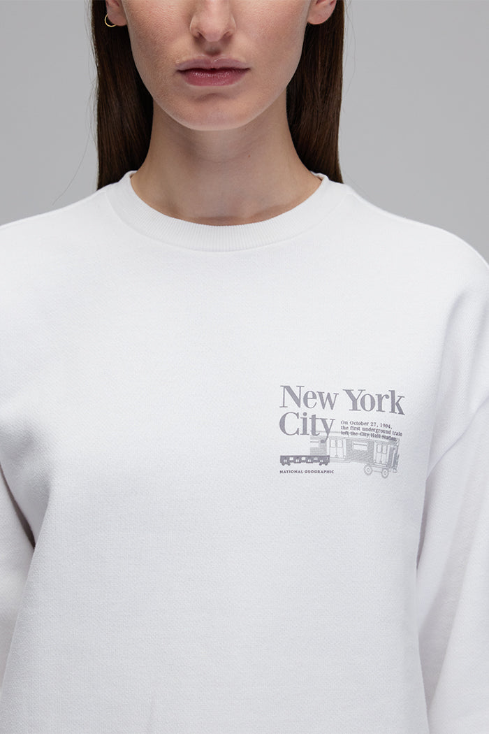 White New York Downtown Graphic Printed Sweatshirt