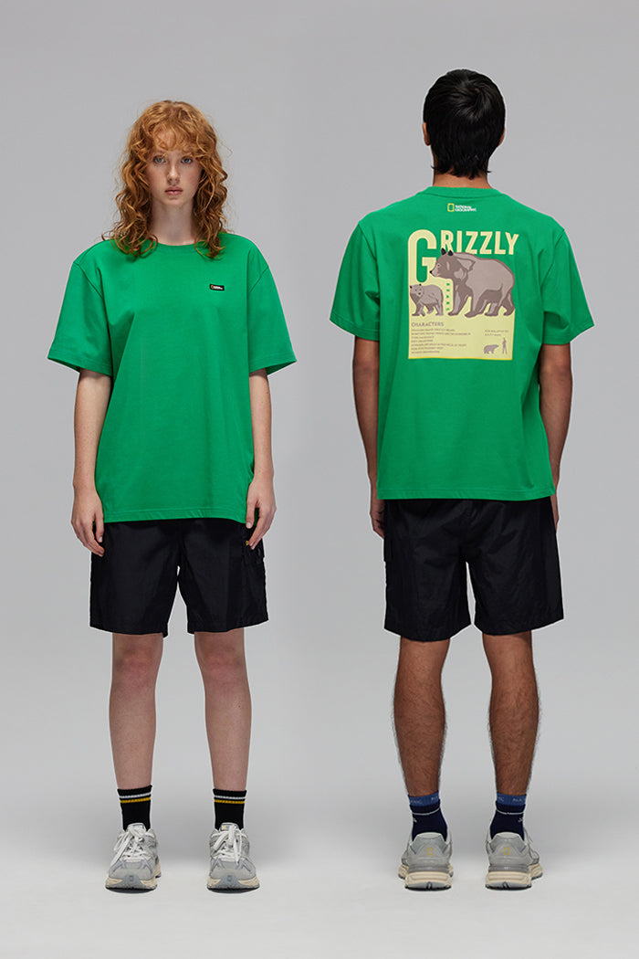 Unisex Grizzly Bear Back Print T-shirt