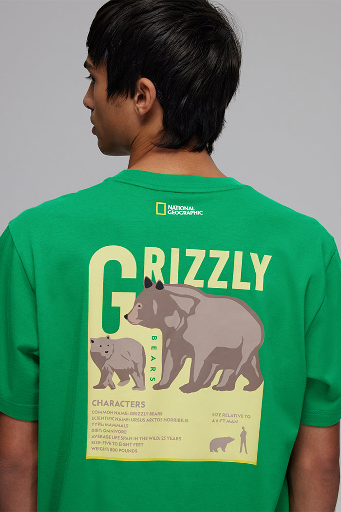 Unisex Grizzly Bear Back Print T-shirt